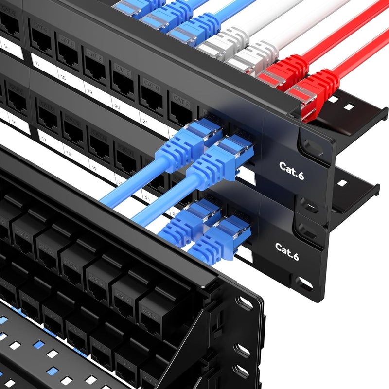 LinkNexa 48 Port Patch Panel, Keystone Patch Panel 48 Port Loaded with RJ45 Couplers Plus 4 Spare, 10G Pass-Through, UTP 19-Inch 2U Ethernet Panel with Removable Back Bar for Cat5, Cat5e, Cat6 Cabling - Image 1